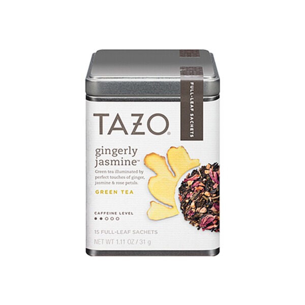 Tazo Tea Gingerly Jasmine Green Tea, Caffeine Free, Full Leaf (15 ct