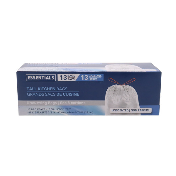 Essentials Kitchen Drawstring Garbage Bags Same-Day Delivery