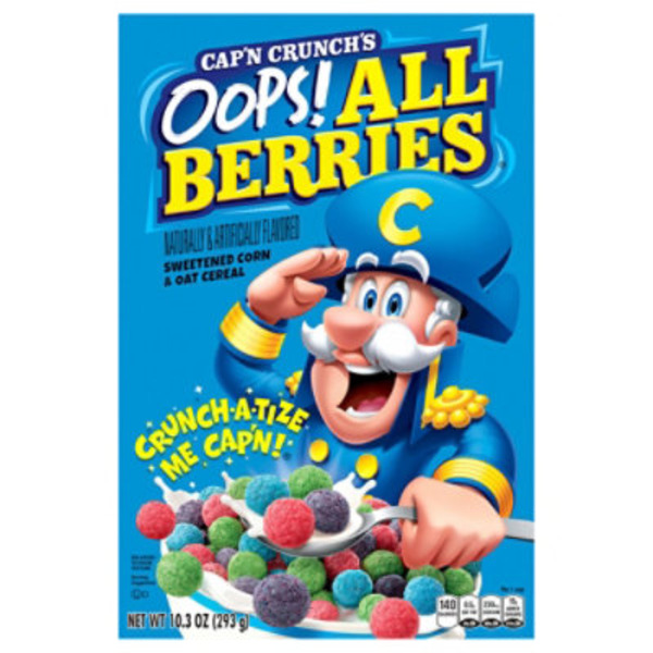 Cap'N Crunch Cereal, Sweetened Corn & Oat, Oops! All Berries