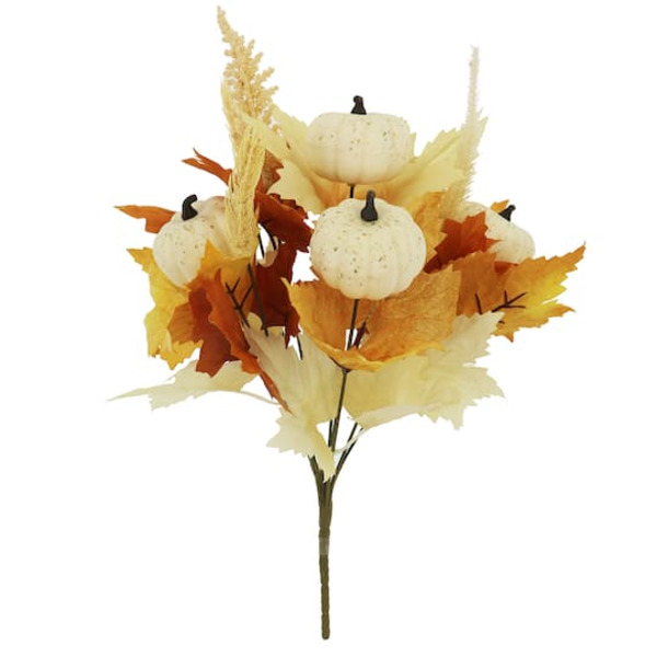 Ashland Cream Pumpkin & Maple Leaves Mix Bush