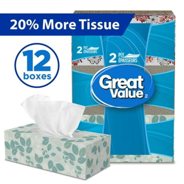 Walmart Great Value Value Size Soft & Absorbent Hypoallergenic Facial ...