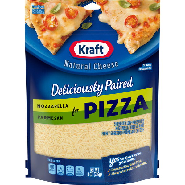 Kraft Deliciously Paired Mozzarella & Parmesan Shredded Cheese for Pizza Bag