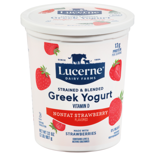 Lucerne Nonfat Strained & Blended Greek Strawberry Yogurt