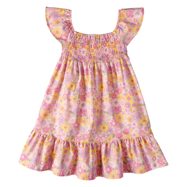 美品 Apolina Lily Dress / 5-7Y Lily & Dan Girls' Flutter Sleeve Dress, Medium - Pink Floral