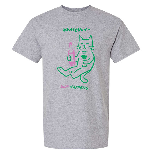 Zanden Adults' Sip Happens Graphic Tee, Large - Grey