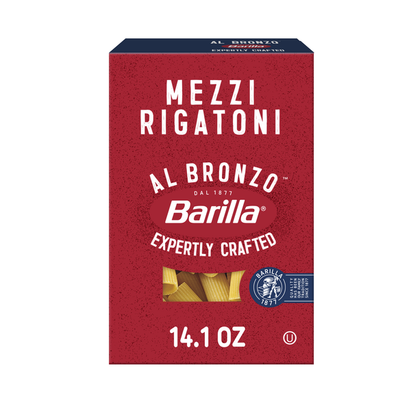 Barilla Al Bronzo Mezzi Rigatoni Pasta - Bronze Cut Pasta, Non-GMO