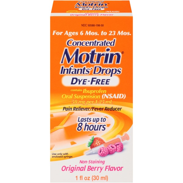 Motrin® Ibuprofen Oral Suspension, Concentrated Infants' Drops, DyeFree, NonStaining Original