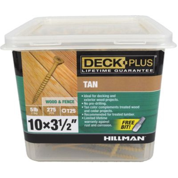 Hillman #10 x 3-1/2 in. Deck Plus Deck Screws, Tan, 275-Pack