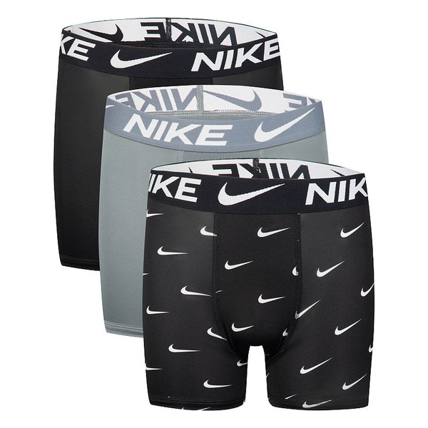 Nike Big Boys' Mirco Essential Dri-Fit Print Boxer Briefs - Gray, Black & White