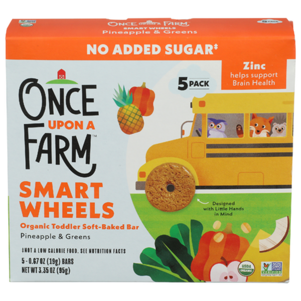 Once Upon A Farm Organic Pineapple & Greens Smart Wheels Toddler Soft-Baked Bar 5 Pack