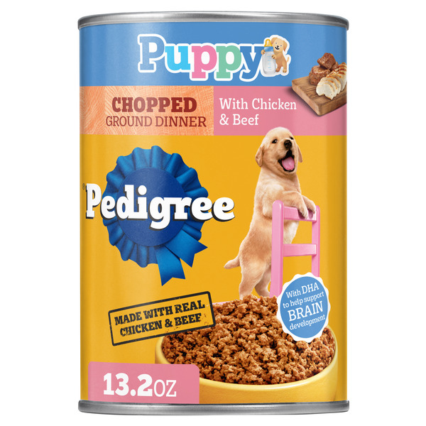 Pedigree Puppy Chopped Ground Dinner Dog Food with Chicken Beef