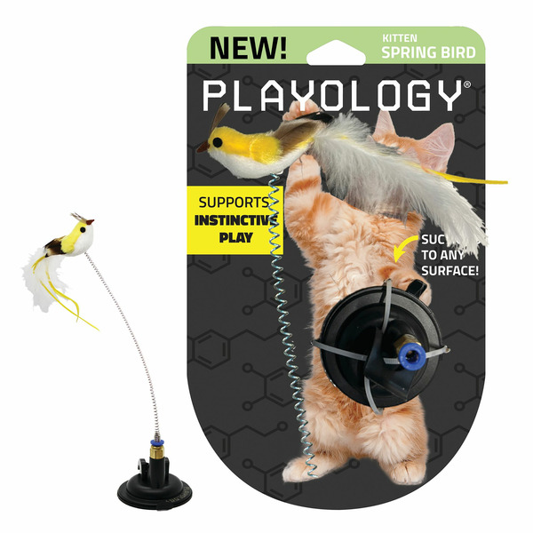 Playology Suction Cup Spring Bird Cat Toy