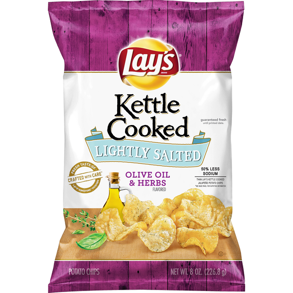 Lay's Kettle Lightly Salted Olive Oil And Herb Potato Chips (8 oz
