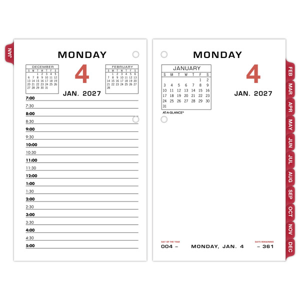 AT-A-GLANCE 2027 Daily Loose-Leaf Desk Calendar Refill With Weekends, Standard, 3 1/2 x 6 in