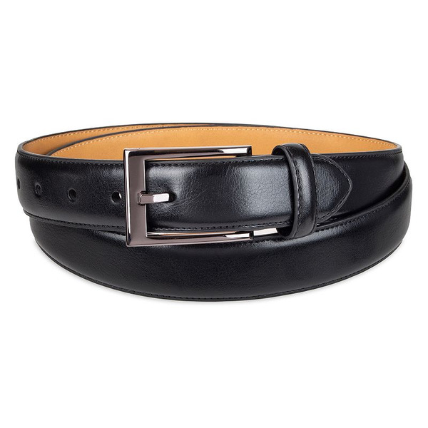 Dockers Men's Wide Feather Edge Leather Dress Belt - Black