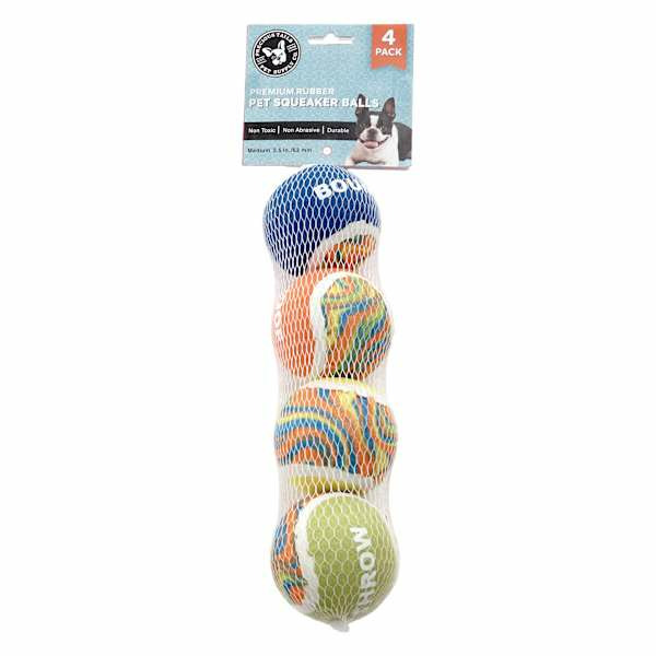 4-Pack Premium Rubber Pet Squeaker Balls, Small