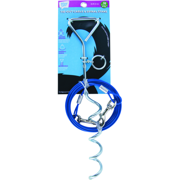 Play On Dog Tie Out Spiral Combo & Cable