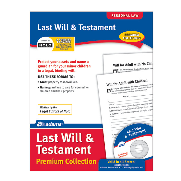Adams ABF LF235 8.5"W x 11"L Last Will & Testament Premium Collection