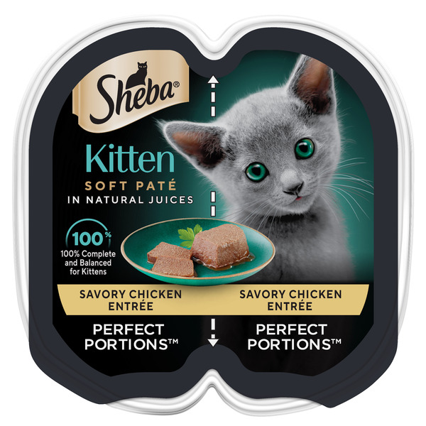 SHEBA PERFECT PORTIONS Kitten Wet Cat Food Pate Chicken Entree, 2.6 oz. Twin-Pack Tray