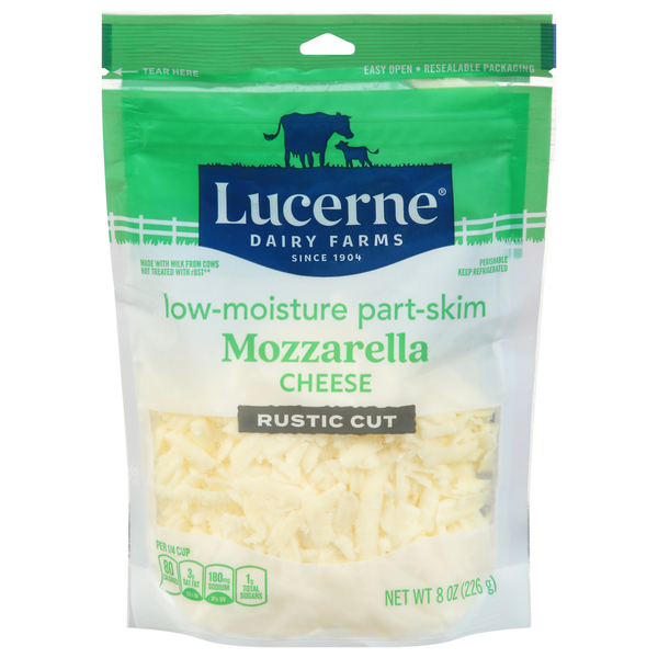 Lucerne Cheese, Part-Skim, Mozzarella, Low-Moisture, Rustic Cut