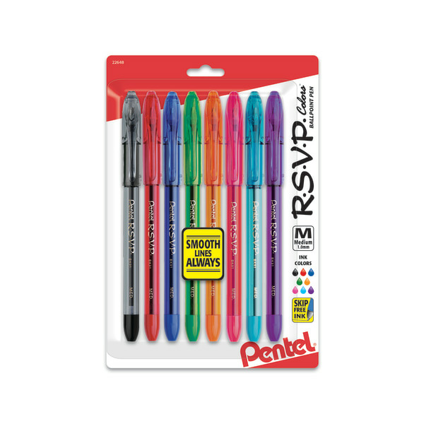 Pentel Ball Point Pens, Medium, Assorted Ink
