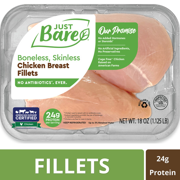 Just Bare Brand Boneless Skinless Chicken Breast Fillets