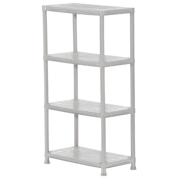 HDX 4-tier Easy Assembly Multi-purpose Plastic Garage Storage Shelving Unit In Gray (28 In. W X 52 In. H X 15 In. D)