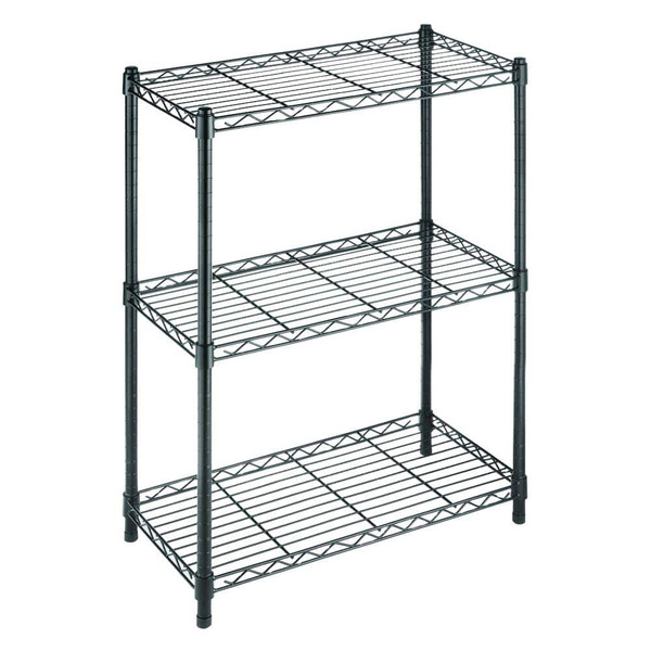 HDX Steel Wire 3-shelf Adjustable Garage Storage Shelving Unit In Black (24 In. W X 30 In. H X 13 In. D)