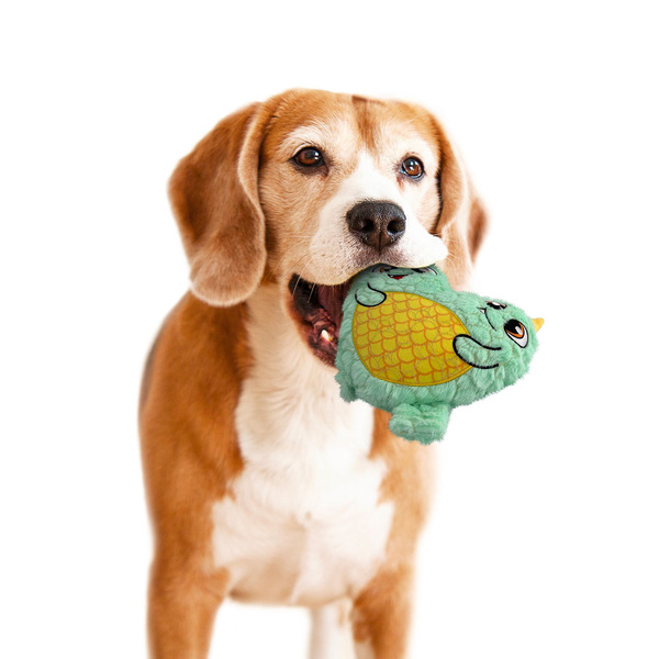 GMASON Double Monster Squeaker Crinkle Plush Dog Toy, Medium - Green
