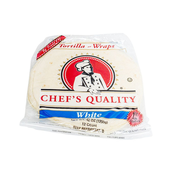 Chef's Quality - 12" White Flour Soft Tortillas or Wraps - 12ct Pack