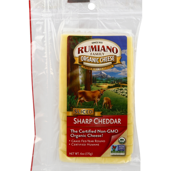 Rumiano Sliced Cheese, Organic, Sharp Cheddar