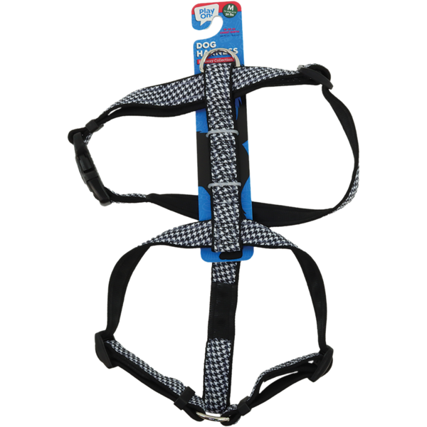 Play On Houndstooth Puffy Dog Harness, Medium