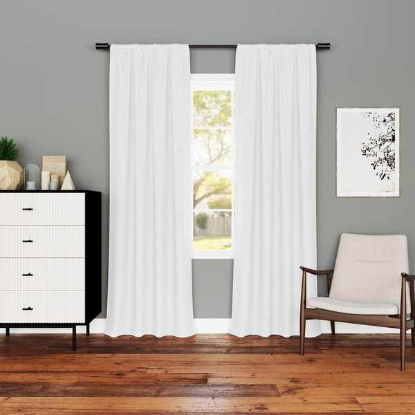 Sun Zero Kinnear Textured White Polyester 40 In. W X 63 In. L Rod Pocket Blackout Curtain (single Panel)