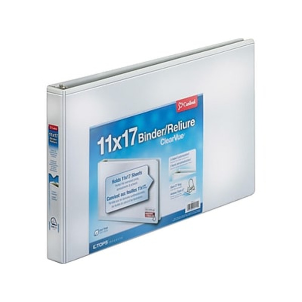 Cardinal Roadhouse CRD 22112 White ClearVue 1" 3-Ring Ledger Binder