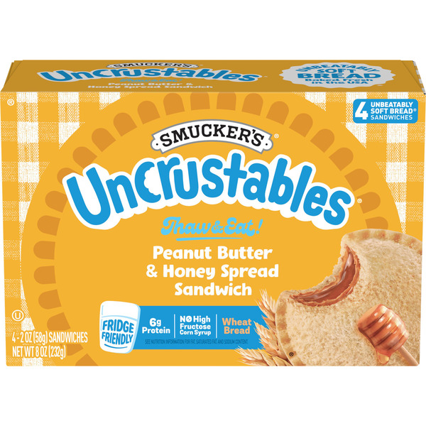 Smucker's Uncrustables Peanut Butter & Honey Spread Sandwiches Frozen