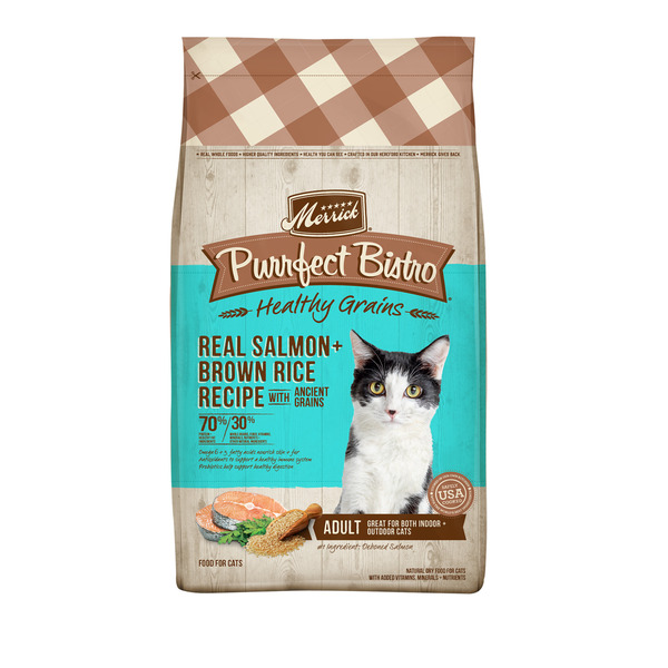 Merrick Purrfect Bistro Premium Healthy Grains Dry Cat Food For Adult Cats, Real Salmon And Brown Rice Recipe