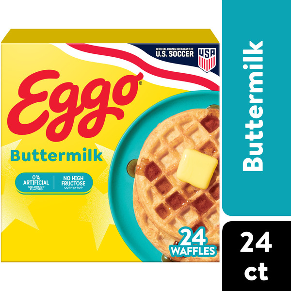 Eggo Buttermilk Waffles, Frozen Breakfast, Family Pack, 24 Count