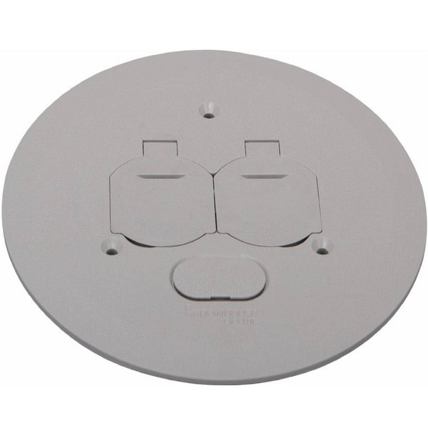 Newhouse Electric Low-profile Round Floor Box Outlet Cover With 2 Lift Lids, Gray