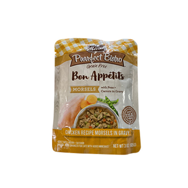 Merrick Purrfect Bistro Bon Appetits Grain Free Wet Cat Food Chicken Recipe Morsels in Gravy