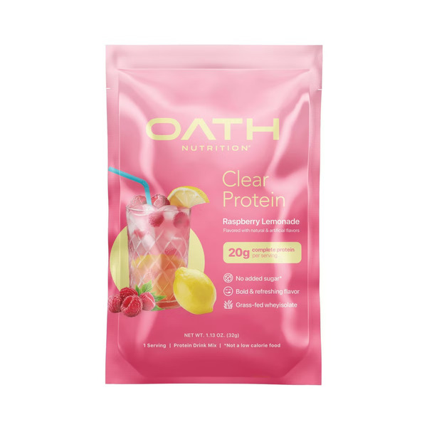 Oath Nutrition Clear Protein 20g Drink Mix Raspberry Lemonade