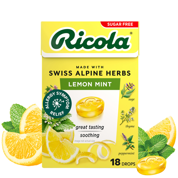 Ricola Sugar Free Lemon Mint Throat Drops Box - 18 count Same-Day