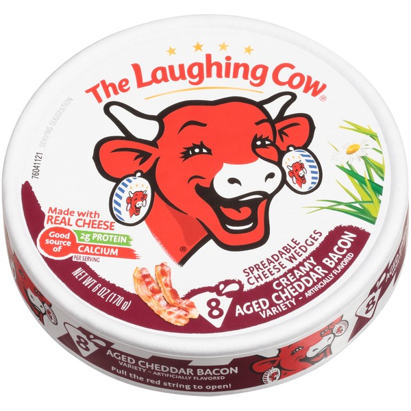 The Laughing Cow Creamy Aged Cheddar Bacon Spreadable Cheese Wedges (6