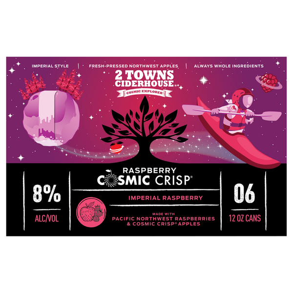 2 Towns Ciderhouse Cider, Imperial Raspberry, 6-Pack Same-Day