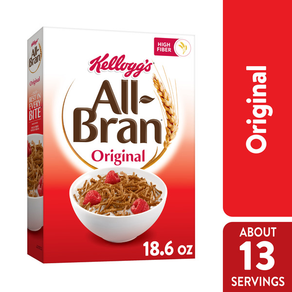 Kellogg's All-Bran Breakfast Cereal, 8 Vitamins and Minerals, High Fiber Cereal, Original, Box (1 Box)