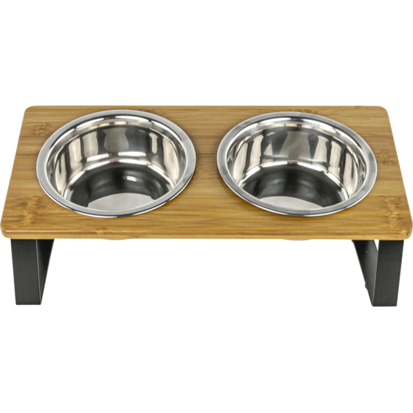 Play On Bamboo Raised Double Dinner Dog Bowl