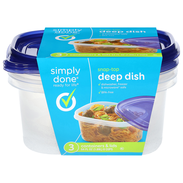 Simply Done 64 Fl Oz Snap-Top Deep Dish Containers & Lids Same-Day