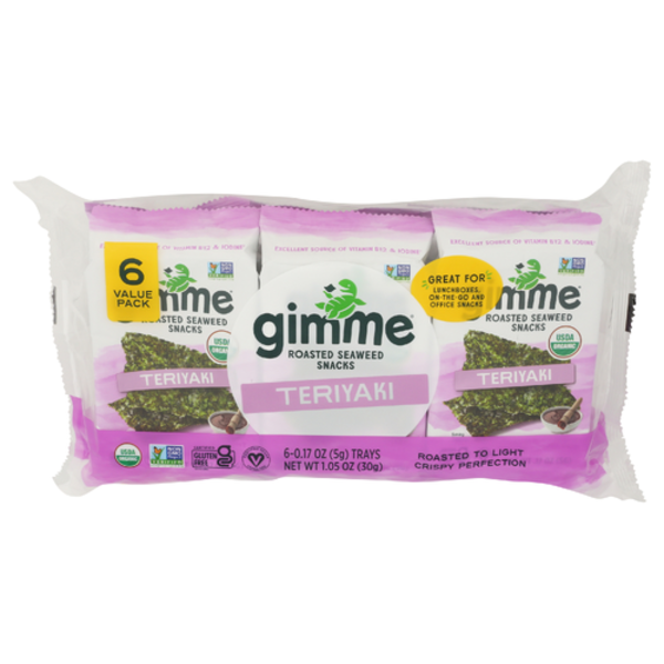 Gimme Health Foods Organic Teriyaki Roasted Seaweed 6 Pack