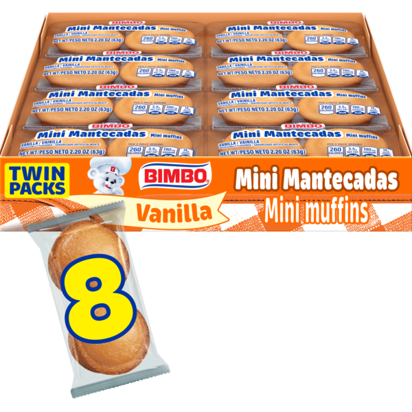 Bimbo  Mini Mantecadas, 8 ct, Vanilla, Muffins, Muffins, 17.6 oz