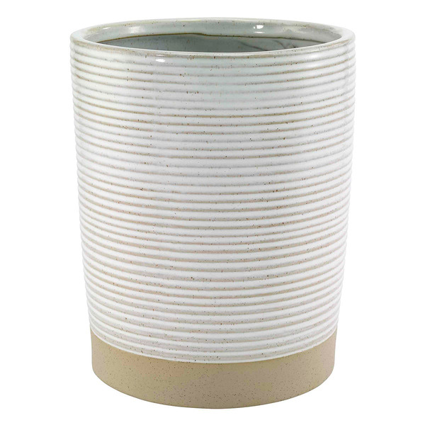 Avanti 8" x 10" Drift Collection Ceramic Wastebasket - White & Linen