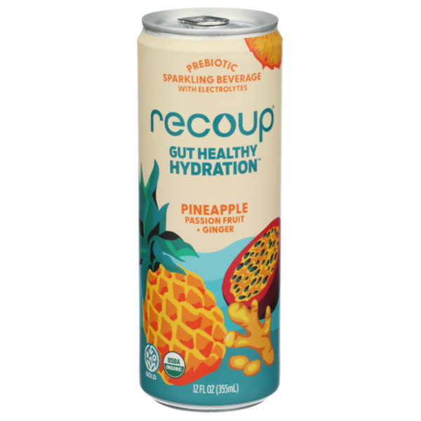 Recoup Beverage Pineapple Passion Fruit Ginger Sparkling Prebiotic Beverage